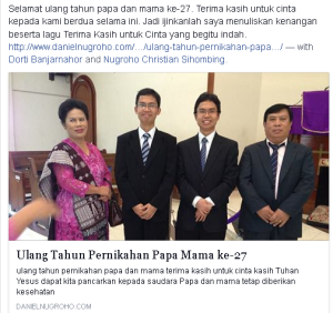 Ulang Tahun Pernikahan Papa dan Mama