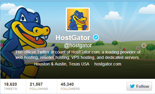 Foto halaman twitter Web Hosting HostGator