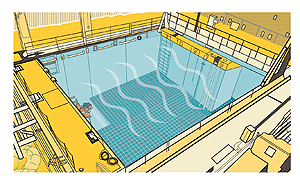 Gambar kolam penampungan limbah nuklir